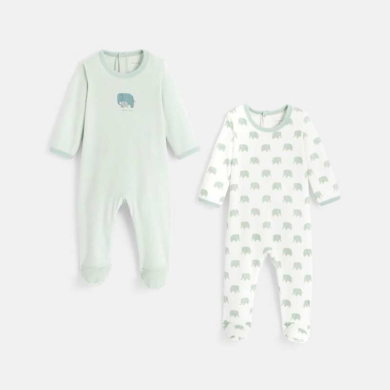 Lot de 2 pyjamas en velours bébé vert Absorba