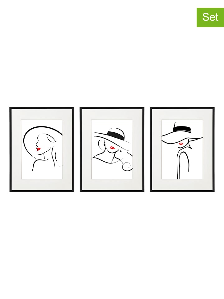 SiL Interiors 3er-Set: Gerahmter Kunstdruck 