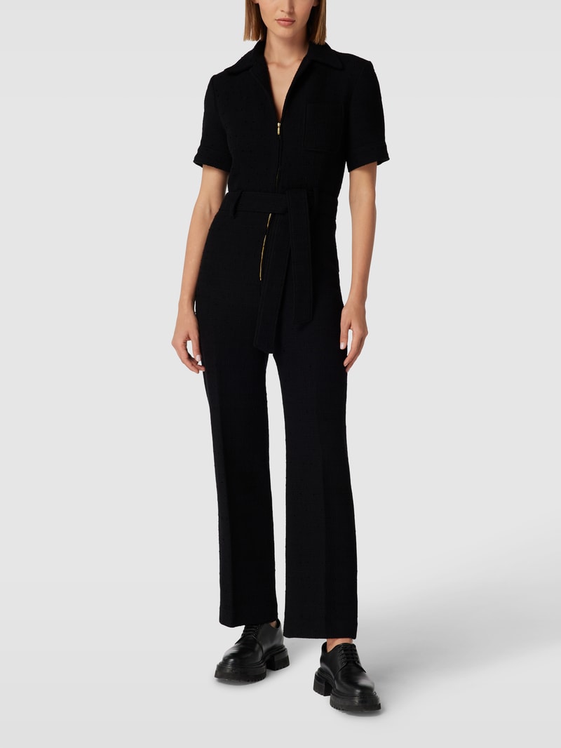 Jumpsuit mit Umlegekragen Modell 'ONE-PIECE SUIT PARIS' in schwarz