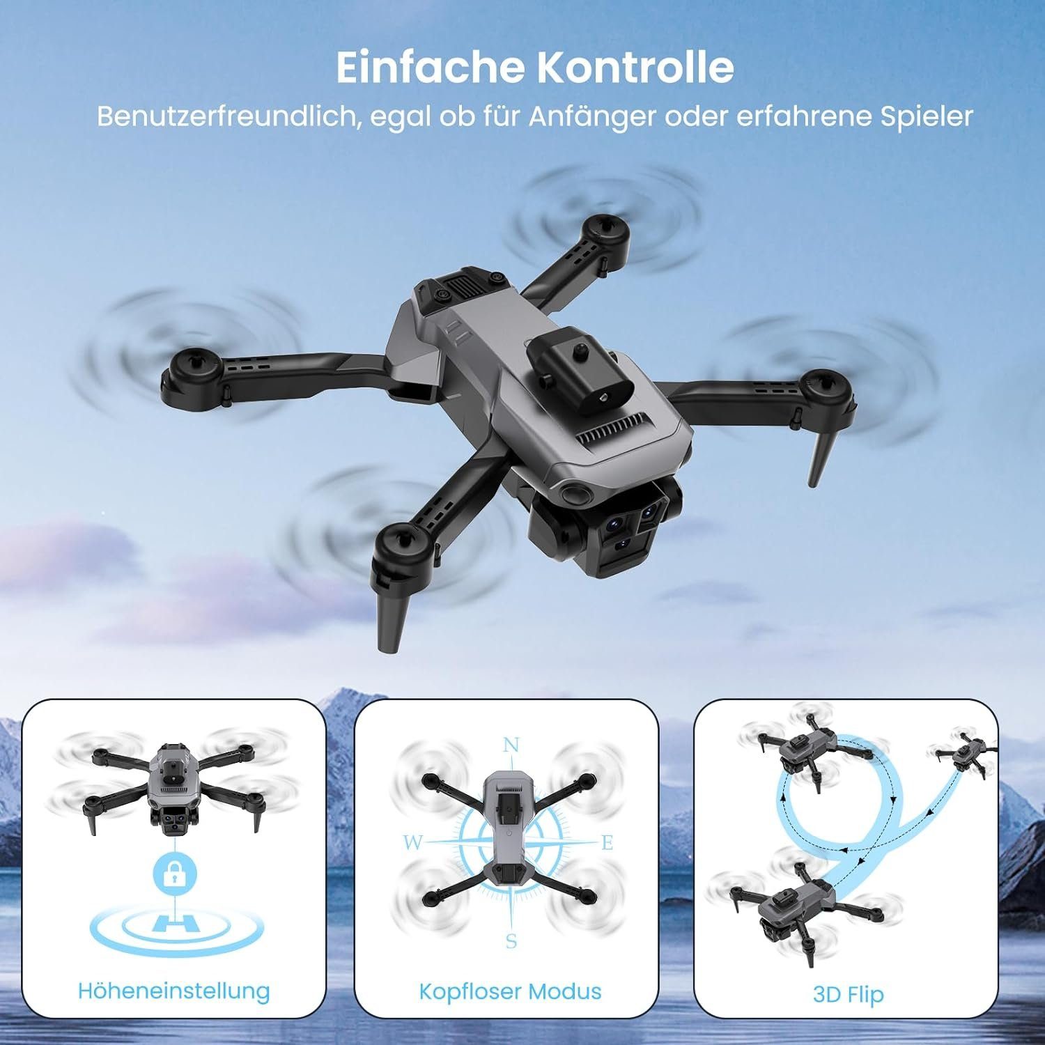 DIHOOM mit Kamera 4K, DIHOOM RC Drone Quadcopter mit FPV WiFi Übertragung Drohne (4K HD, mit 36 Mins Lange Flugzeit, Flip mode, Abflug/Landung mit einer Taste)