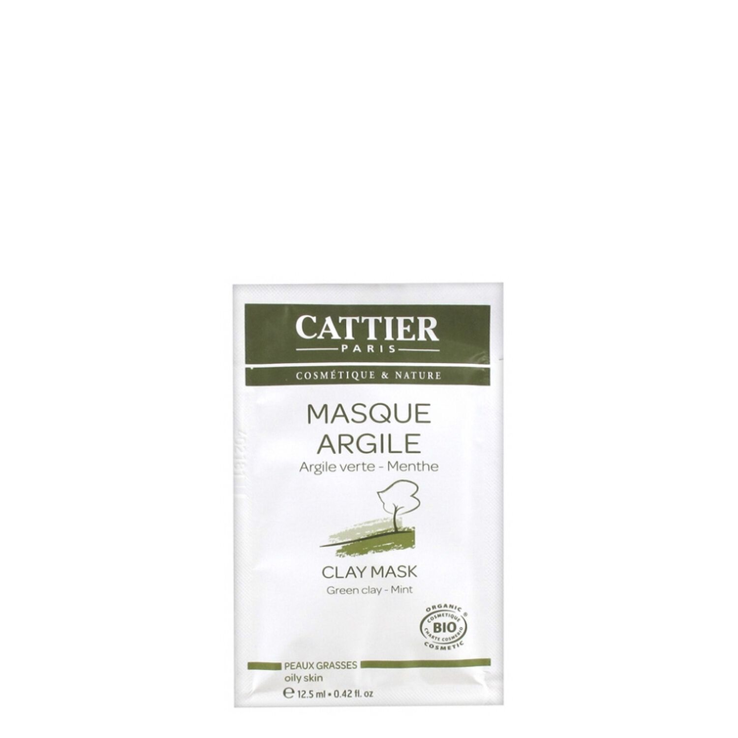 Cattier Masque Argile Verte Peaux Grasses - Unidose 12,5 ml