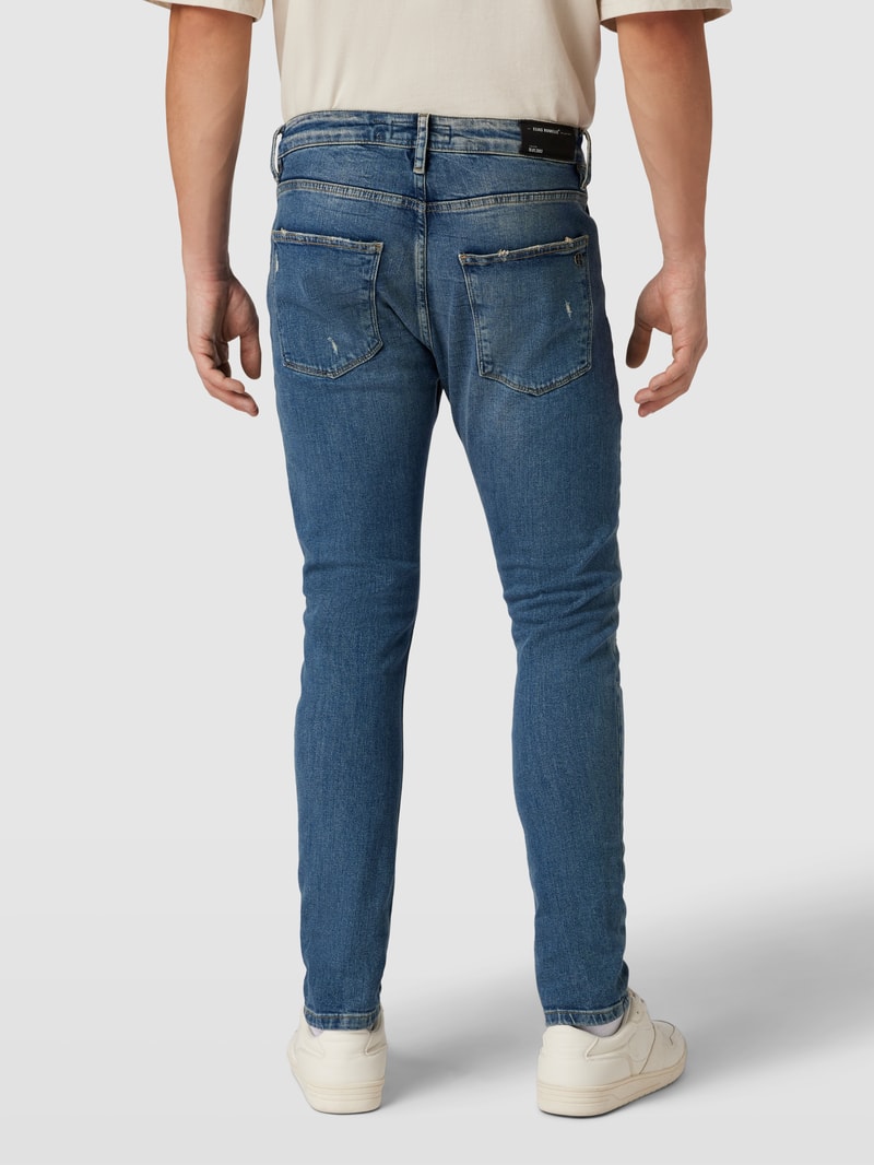 Tapered Fit Jeans im Destroyed-Look Modell 'Noel' in bleu