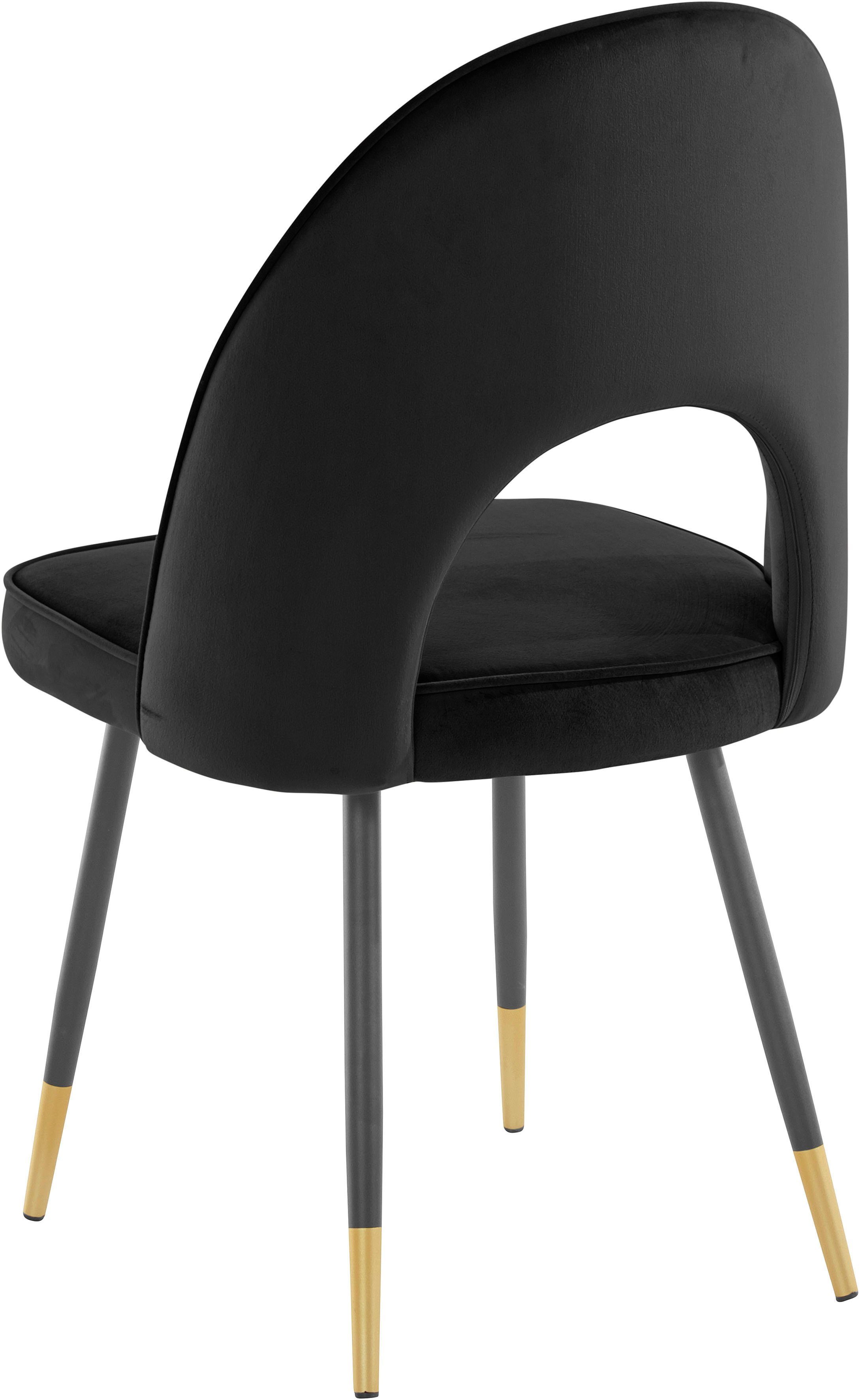 INOSIGN 4-Fußstuhl Rosie (2 St), Bezug in Veloursstoff, Metallgestell in schwarz, Belastbarkeit 120kg