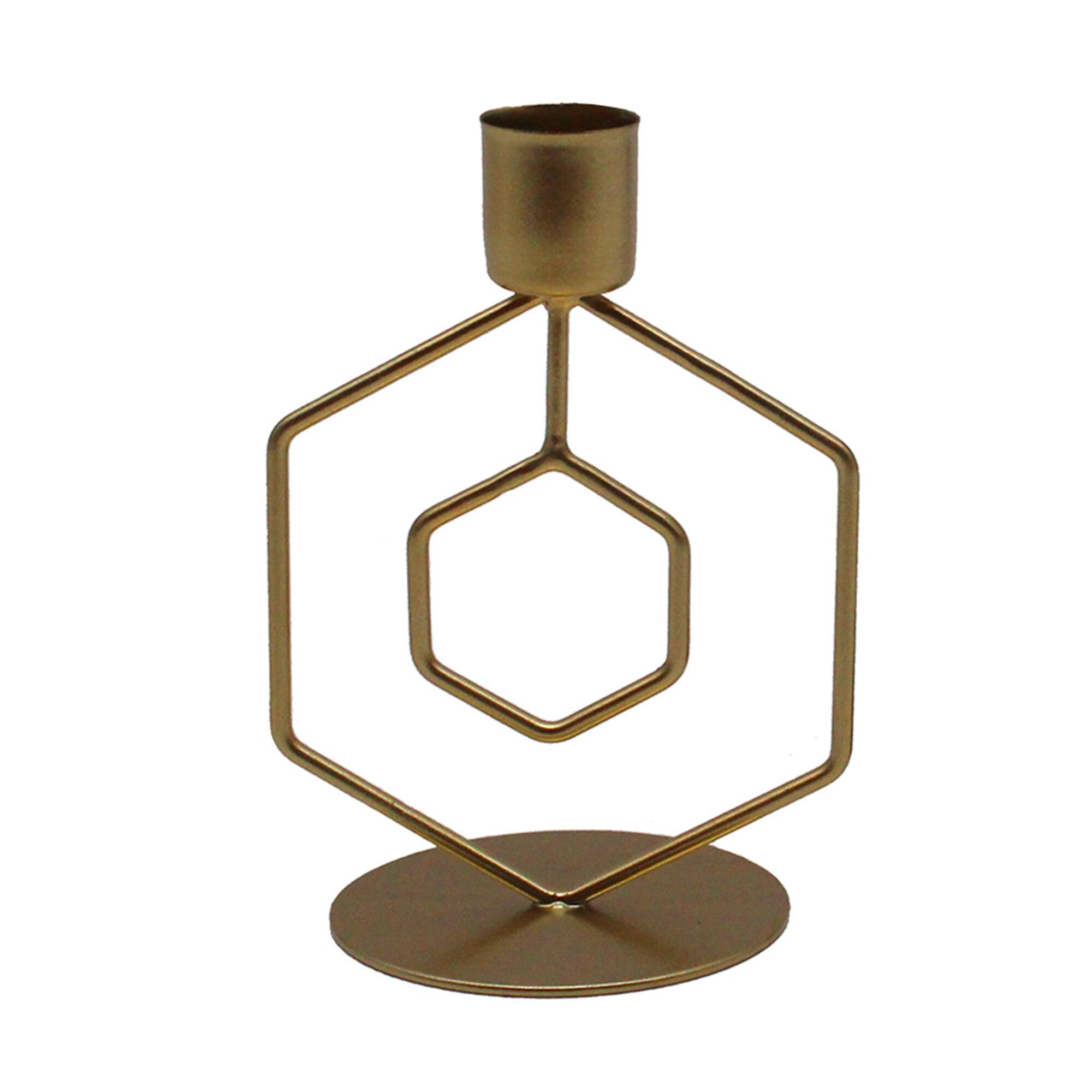 Bougeoir hexagonal métal – lot de 2