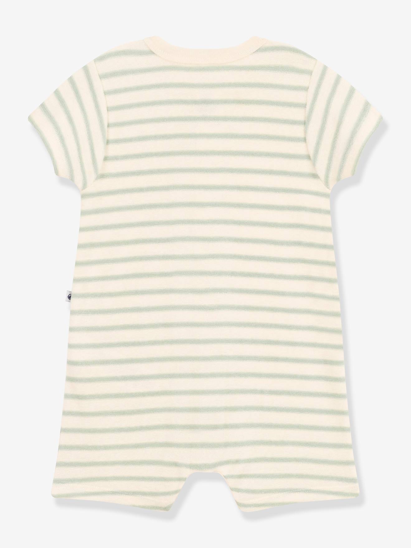 Petit Bateau Baby Kurzoverall PETIT BATEAU - grün gestreift