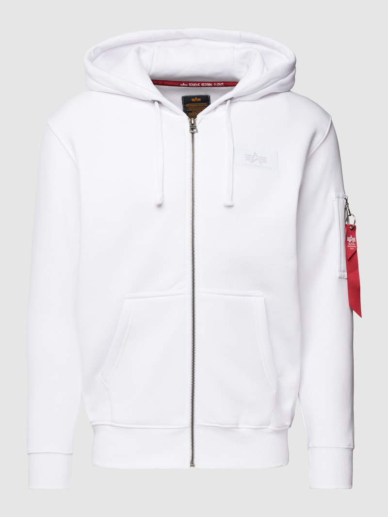 Sweatjacke mit Label-Patch in weiß