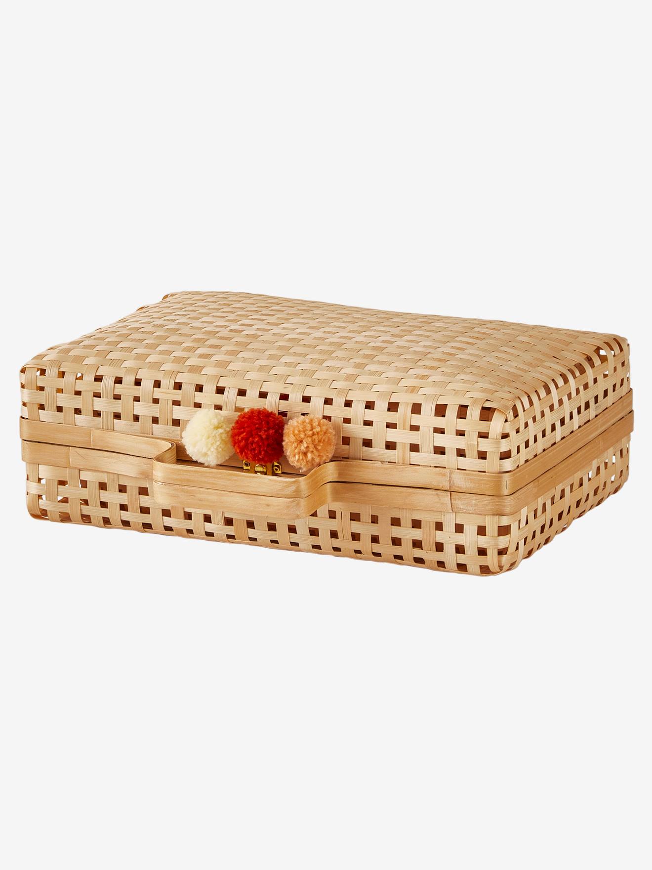 Lot de 2 valisettes en bambou beige