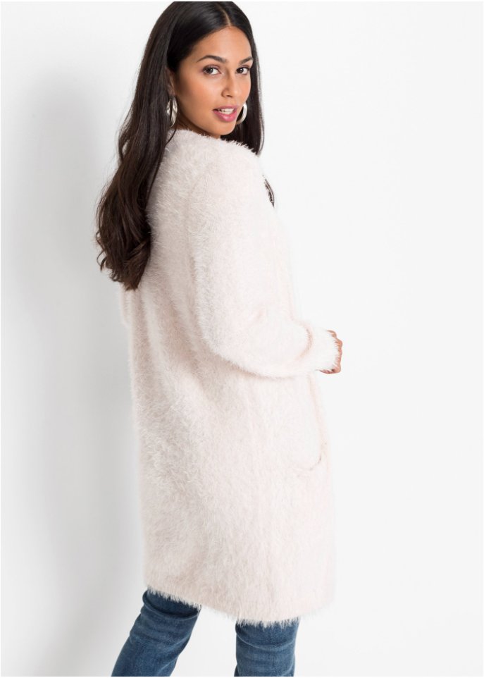 Longstrickjacke in Flauschoptik