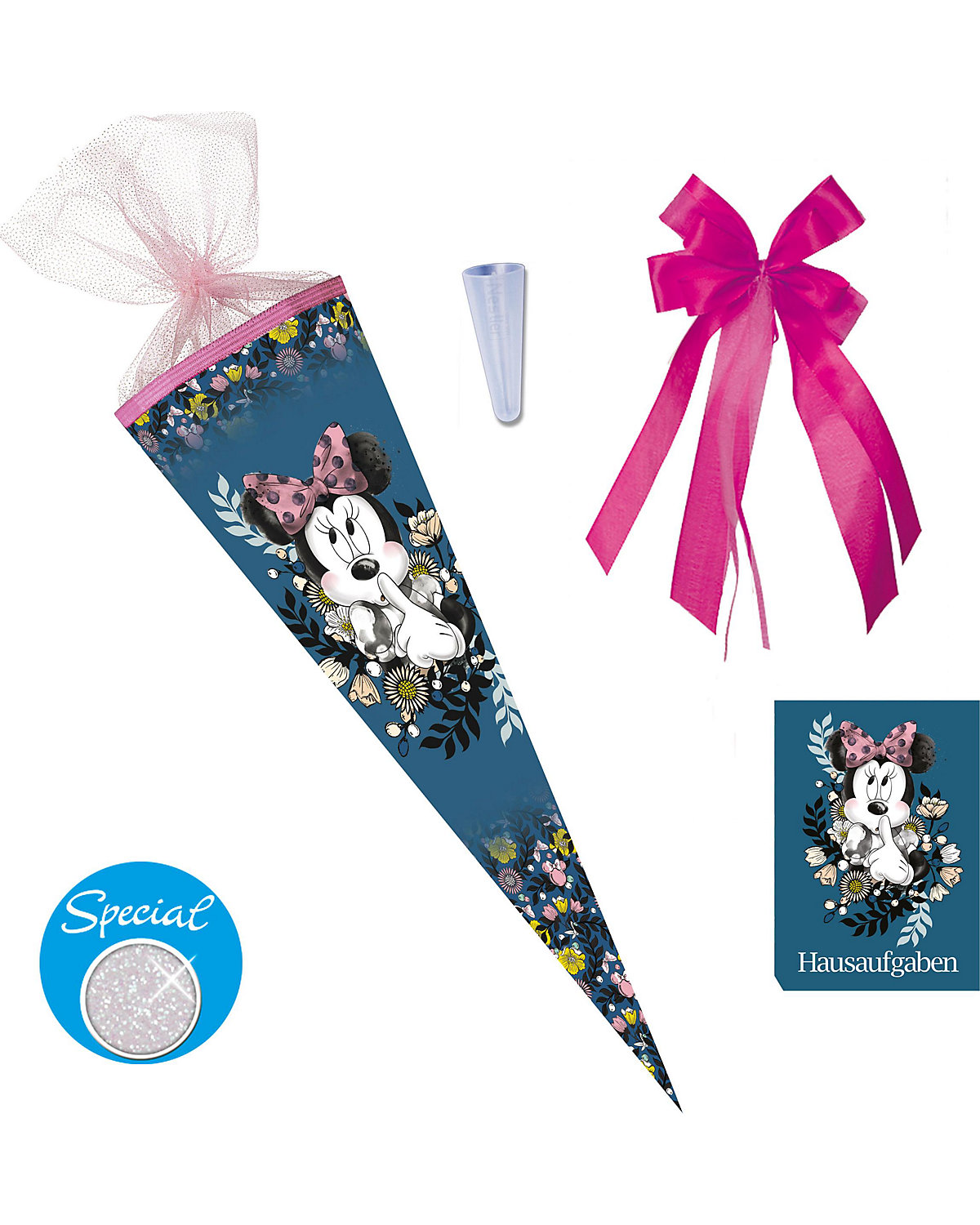 Schultüten-Set Minnie Mouse, 4-tlg., 70 cm, mit Glitzer
