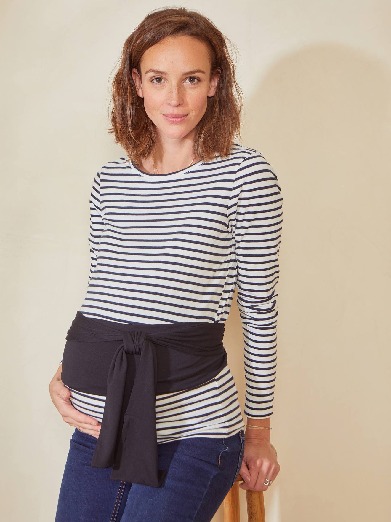 Ceinture maternité en maille à nouer noir