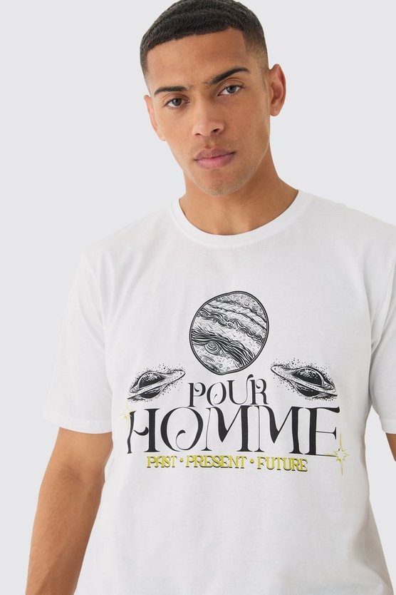 Oversize T-Shirt mit Pour Homme Planet Print