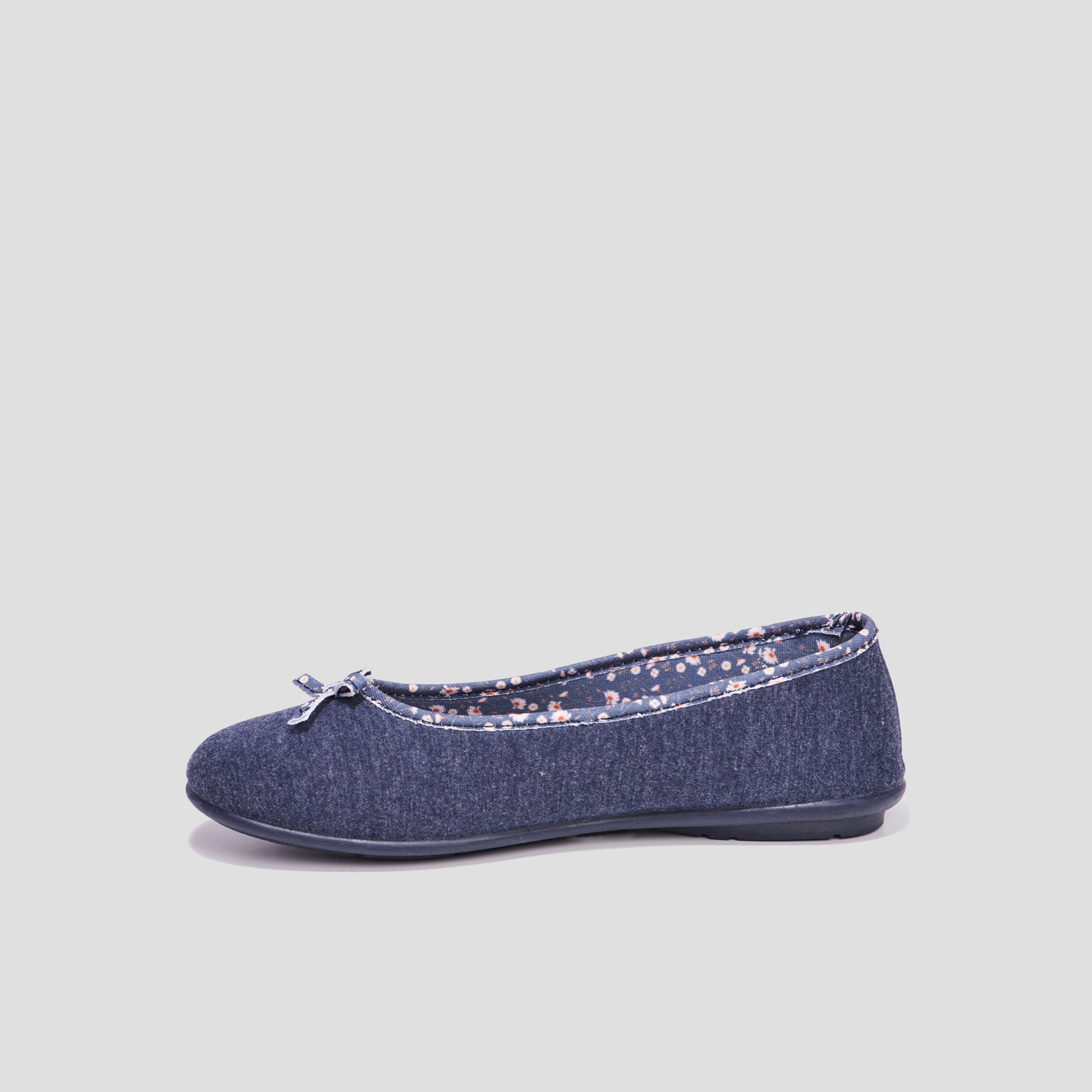Chaussons ballerines à noeuds bleu femme | La Halle
