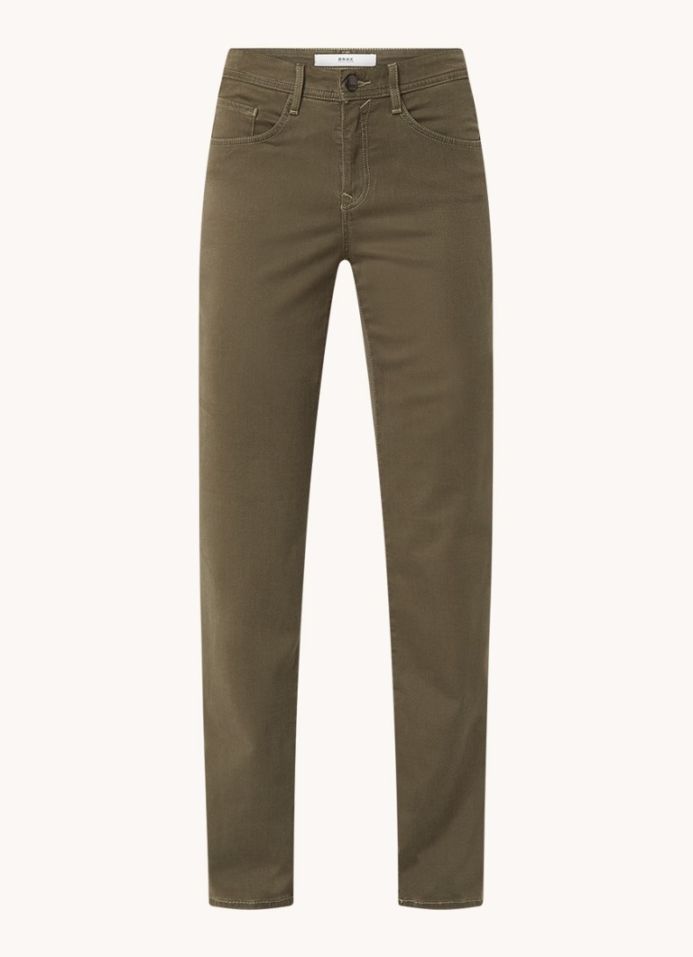 Calça chino BRAX Carola de cintura média e corte slim em mistura de lyocell