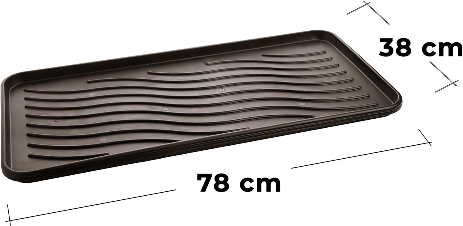 Centi Schuhabtropfschale 2er Set, Schuhablage groß, Schuhmatte mit erhöhtem Rand (Größe: 78cm x 38cm), mit Profil