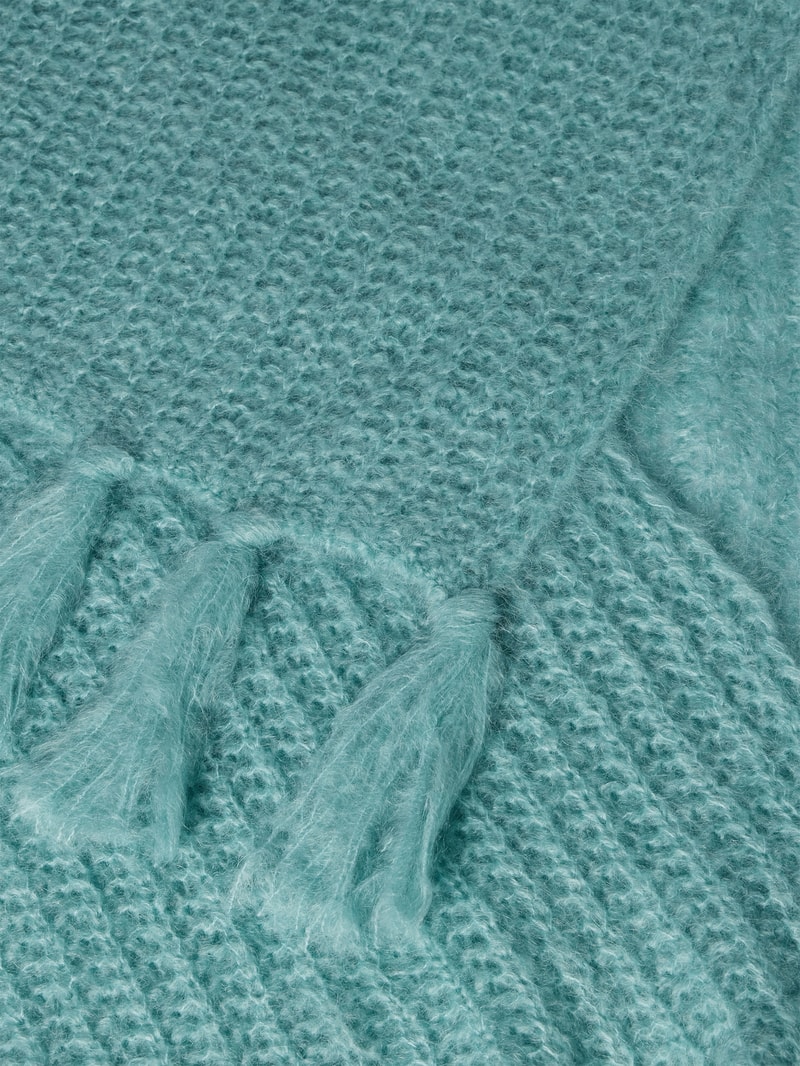 Wollschal mit aus Mohair-Mix in bleu