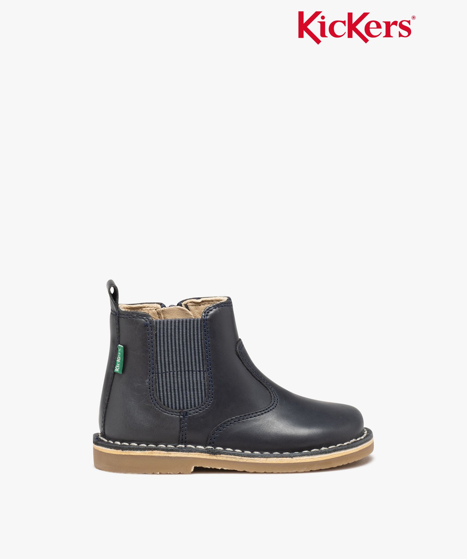 Boots bébé fille unies en cuir style Chelsea - Kickers marine | GEMO