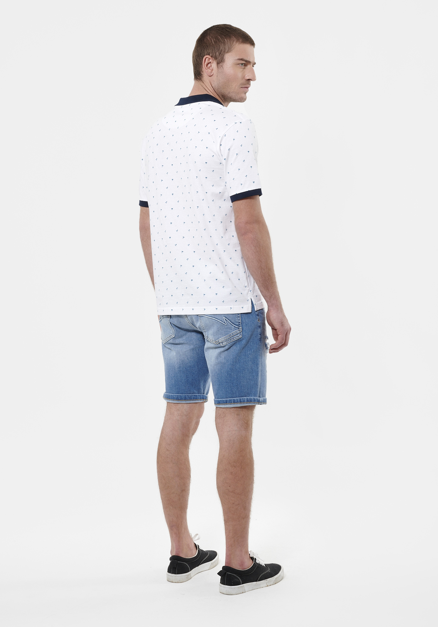 NESLY  Polo blanc palmier Homme en 100% coton