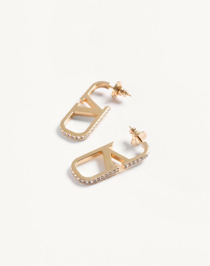 Brincos com a assinatura VLogo em metal e cristais Swarovski®
