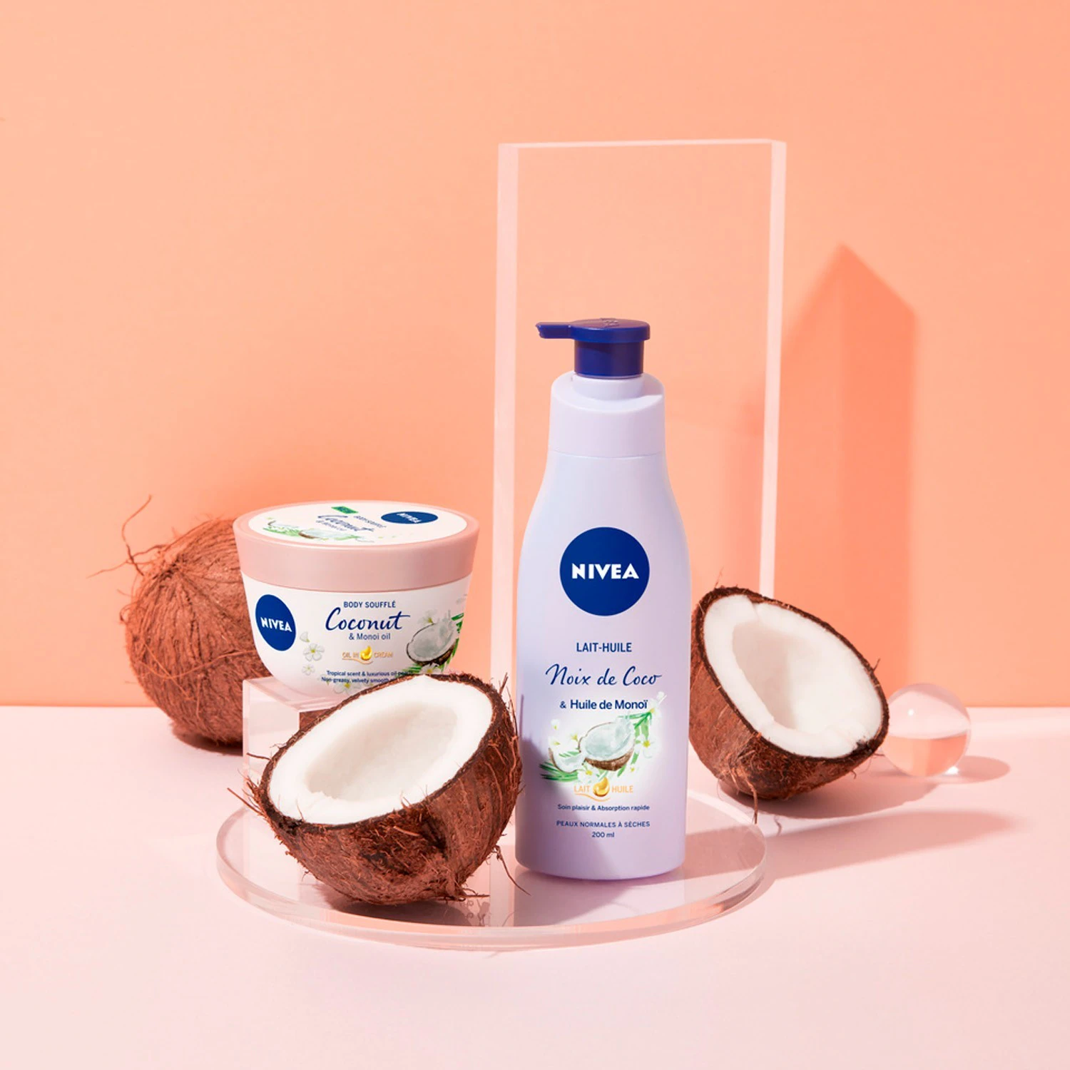 Balsam de corp NIVEA Pearly Whipped cu ulei de Monoi și nucă de cocos