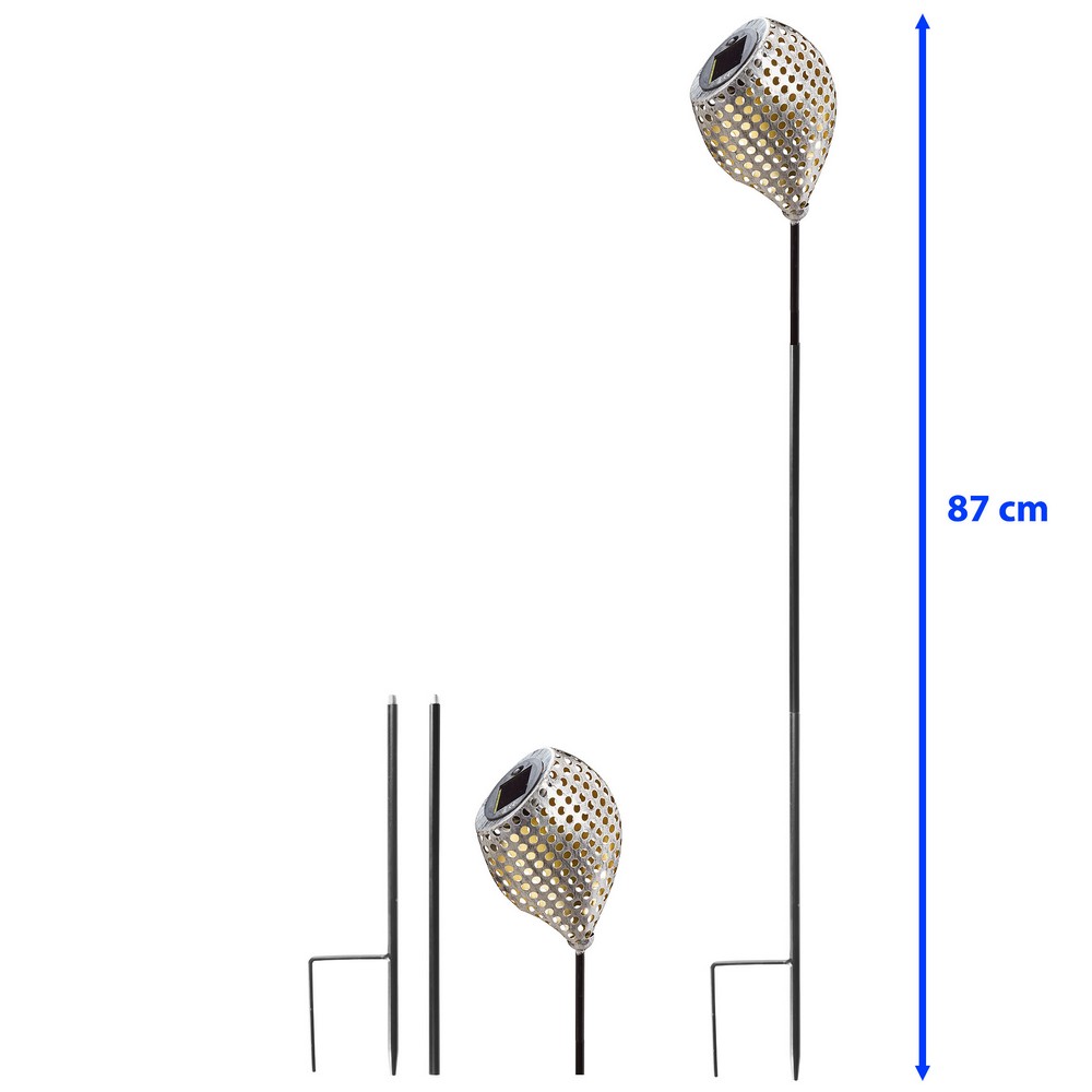 Weles AMARE Solar-LED-Dekostecker 2er Set Metallfarben Kelch schräg