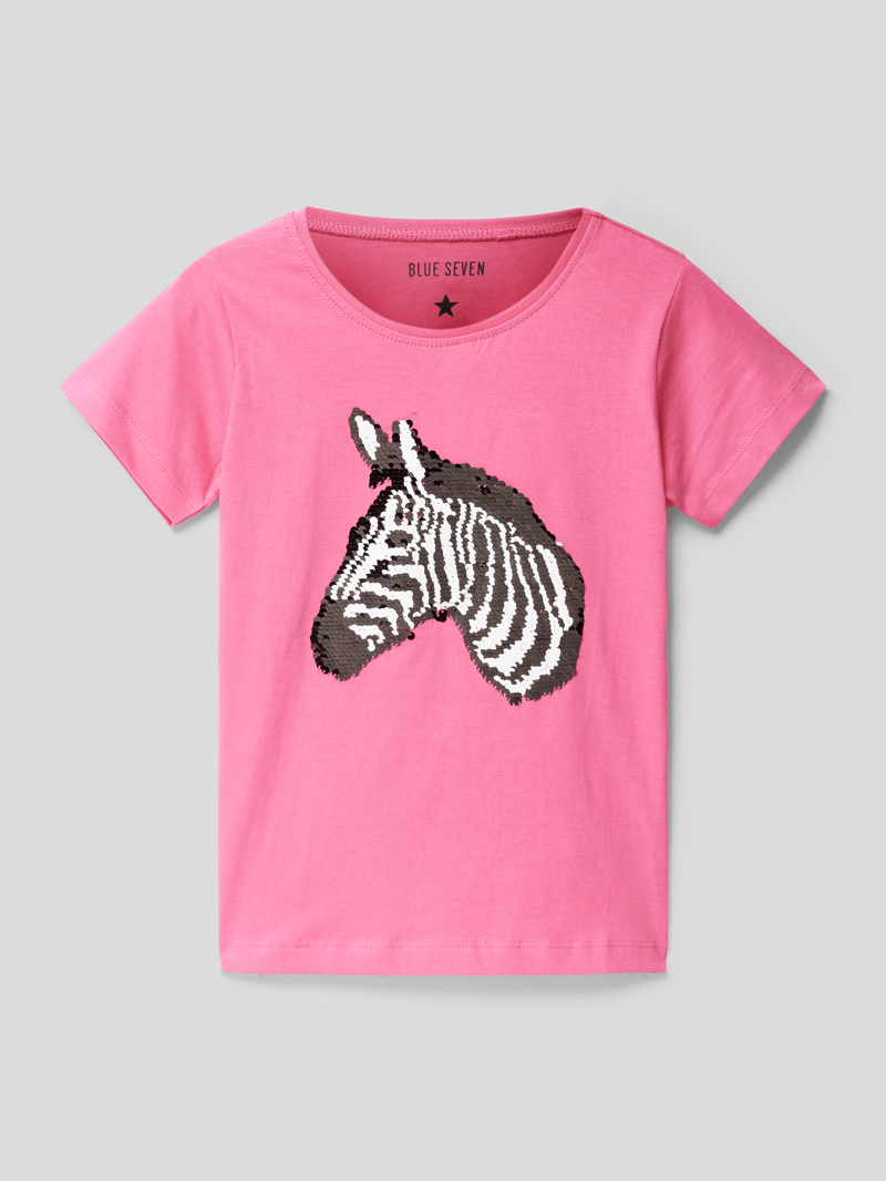 T-Shirt mit Paillettenbesatz in pink