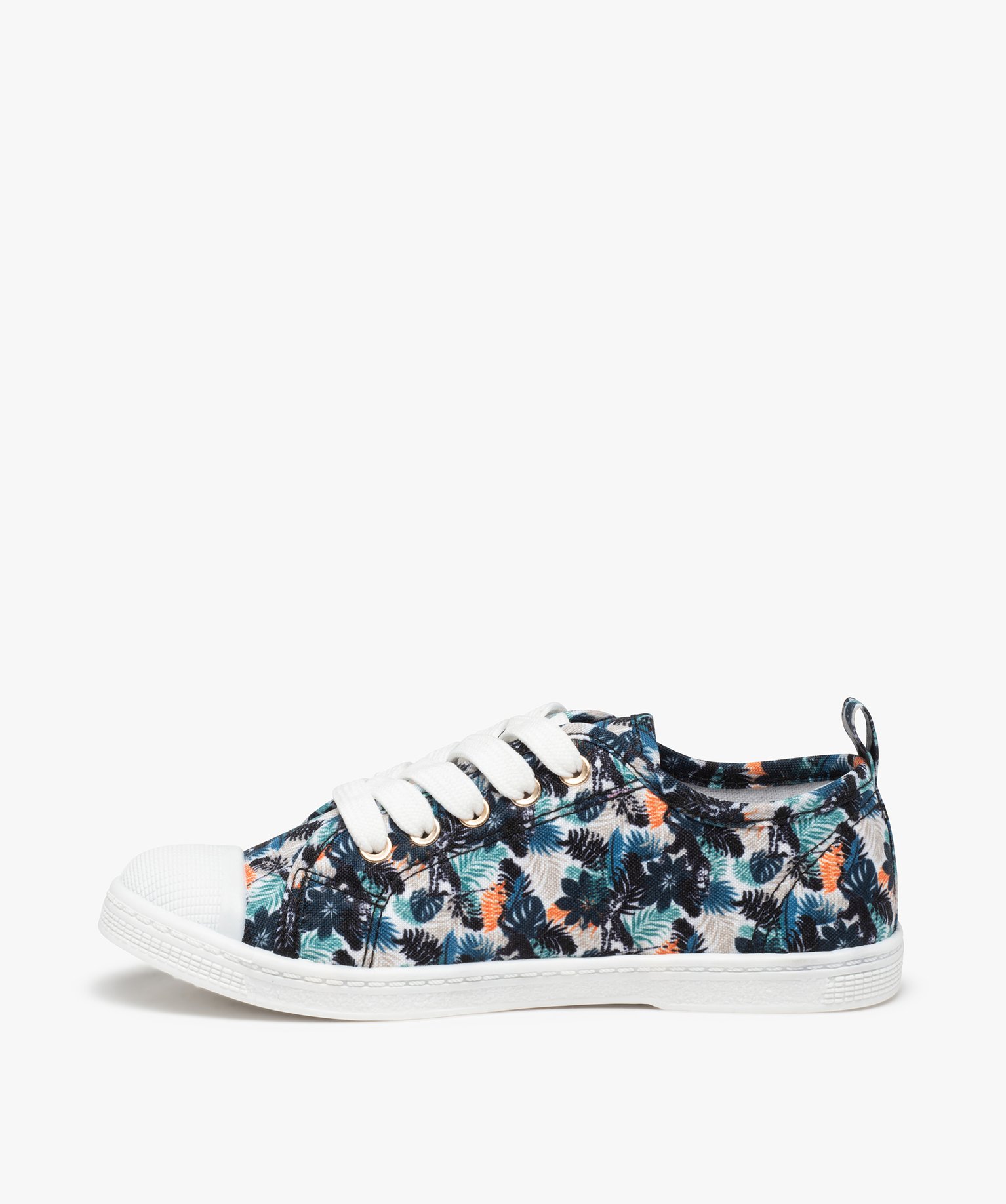 Baskets fille en toile à bout renforcé fermeture lacets bleu | GEMO