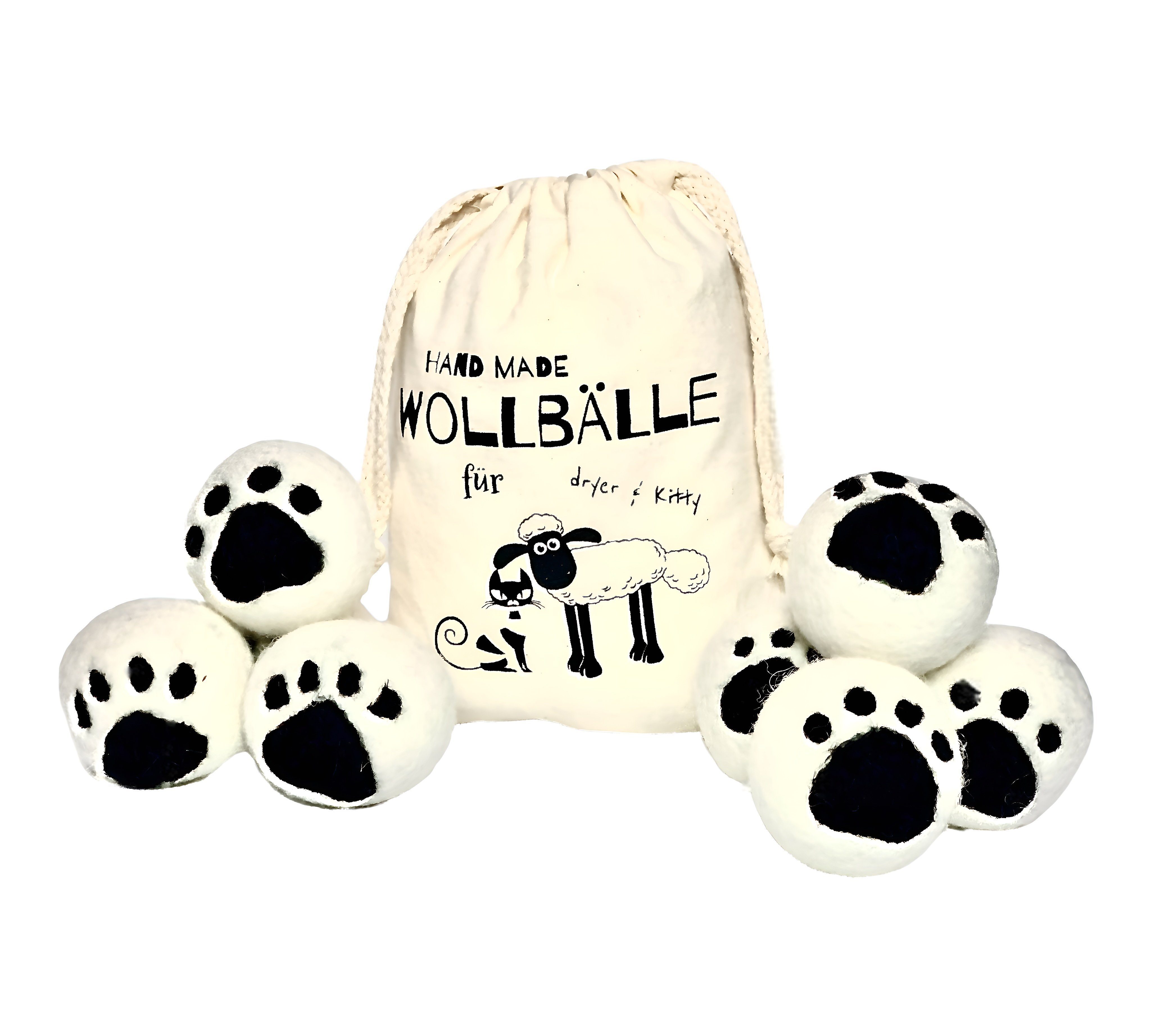 CULTZEN Trocknerball 6x Öko Wäschebälle Trocknerbälle Premium Schafwolle für Wäschetrockner (XL Set, 6-St., 100% hypoallergene Schafwolle), Biologischer Weichspüler Laundry & More