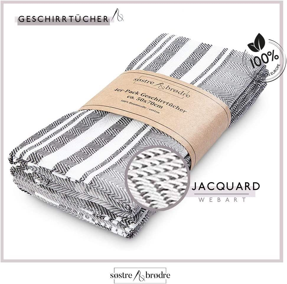 søstre & brødre Geschirrtuch 4er Set Küchentücher im modernen Elements-Design, 50 x 70 cm, 100% Baumwolle, Made in EU, (Spar-Set, 4-tlg., 4), Verschiedene Designs, Jacquardgewebe, 4er Set, 2er Set