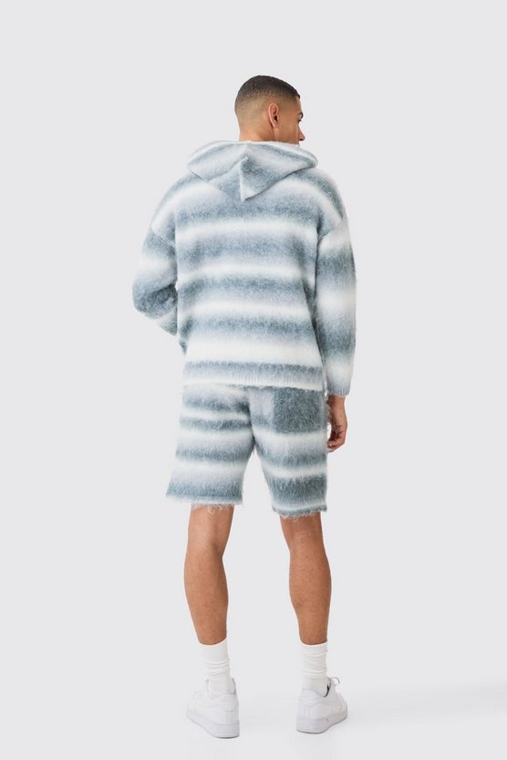 Gestreifter Hoodie in Blaugrün