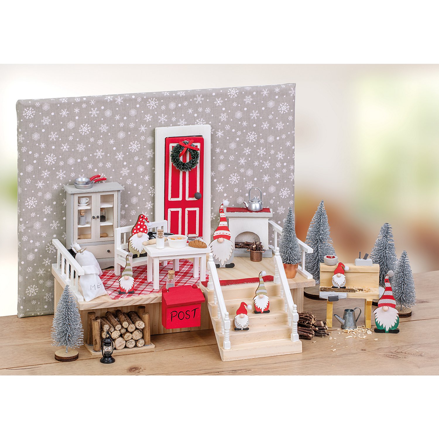 Treppe mit Handlauf, aus Holz, 10,5 cm