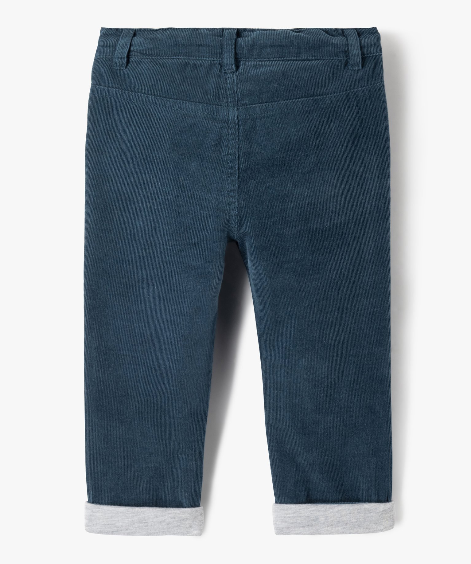 Pantalon bébé Garçon en velours doublé jersey bleu | GEMO