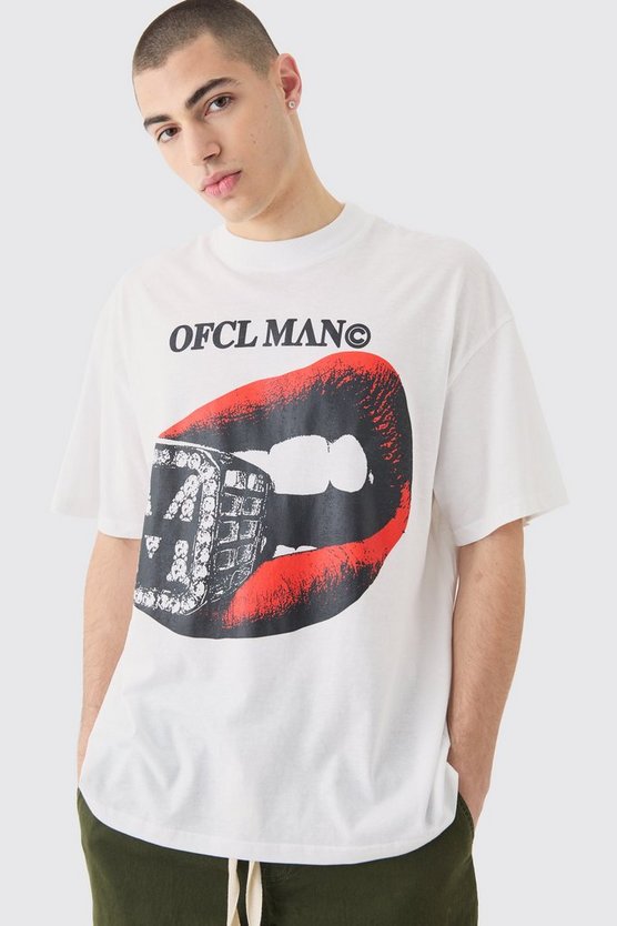 Oversize T-Shirt mit Odcl Lippen Print