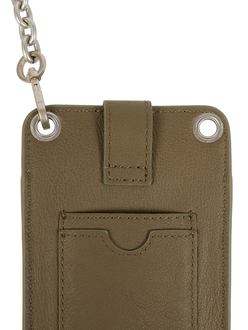 Handytasche aus Leder in olivgrün