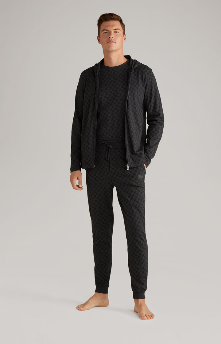 Loungewear Sweatjacke in Anthrazit meliert
