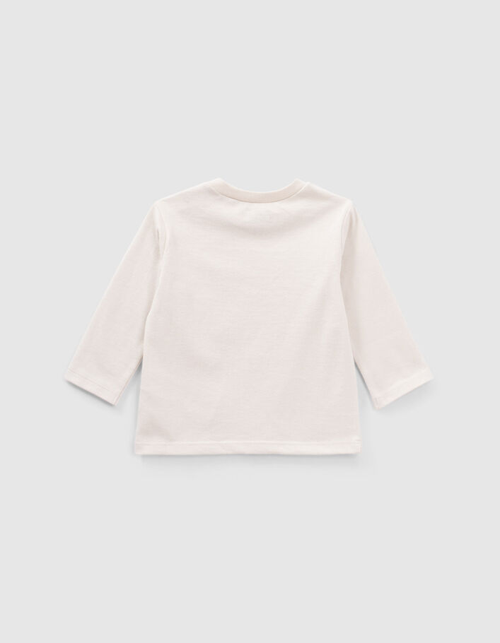 T-shirt beige coton bio visuel tigre et typo floquée bébé garçon