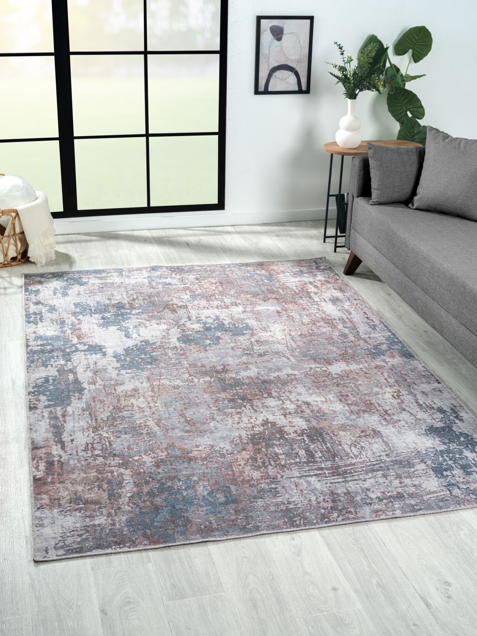 MyFlair Teppich Olivia, 160cm x 230cm, Farbe grau/blau/braun Mix, rechteckig