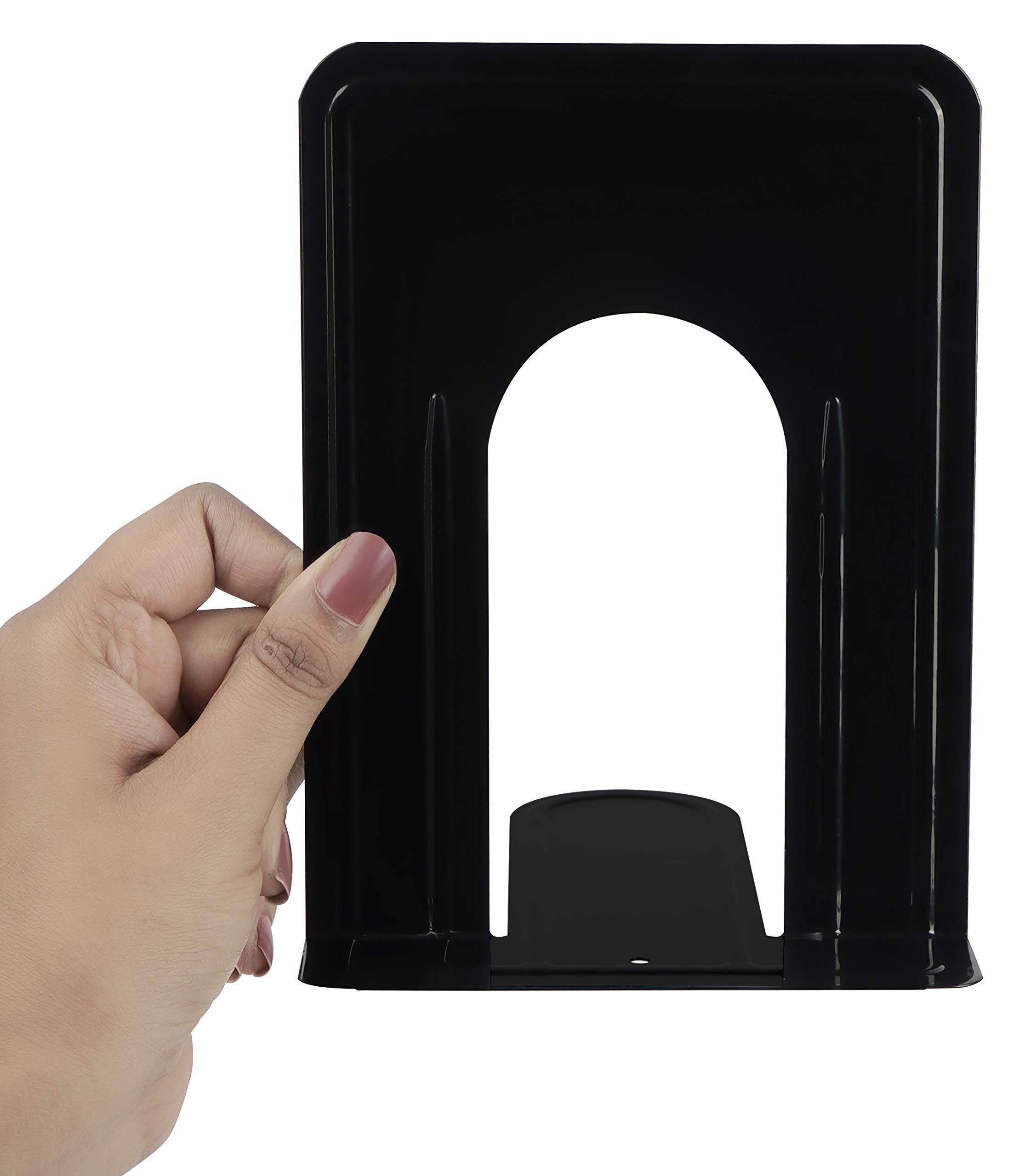 Belle Vous Zeitungsständer Schwarze Buchstützen (3 Paare) zur rutschfesten Aufbewahrung, Black Bookends (3 Pairs) for Non-Slip Storage