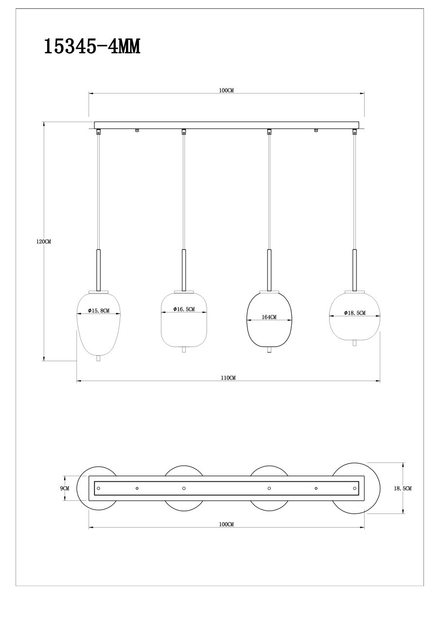 Globo Lighting - BLACKY I - Hängeleuchte Metall, 4x E14