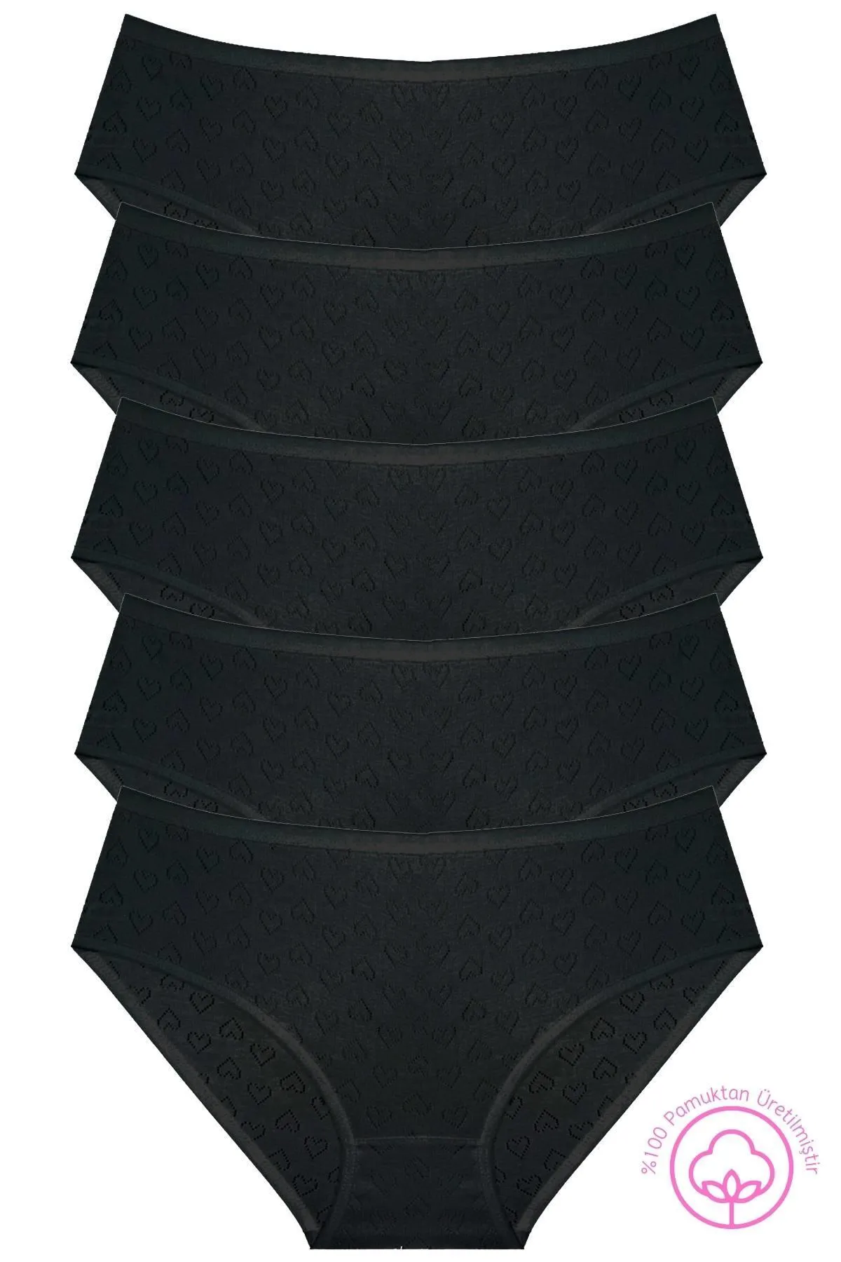 Newlilla  1506 Herz 100 % Baumwolle 5-teiliges Bato-Höschen-Set für Damen V16