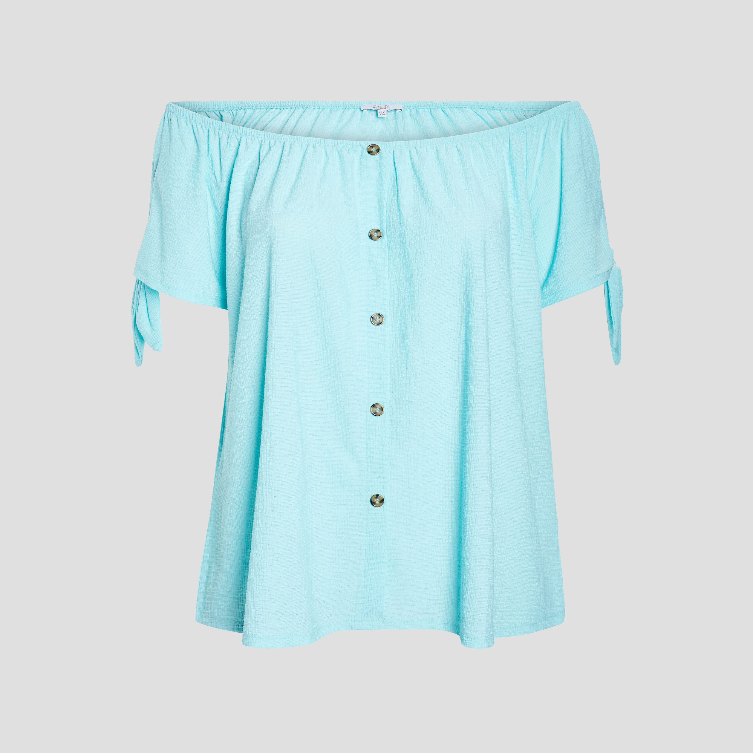 T-shirt col bardot manches courtes bleu turquoise femme grande taille | La Halle