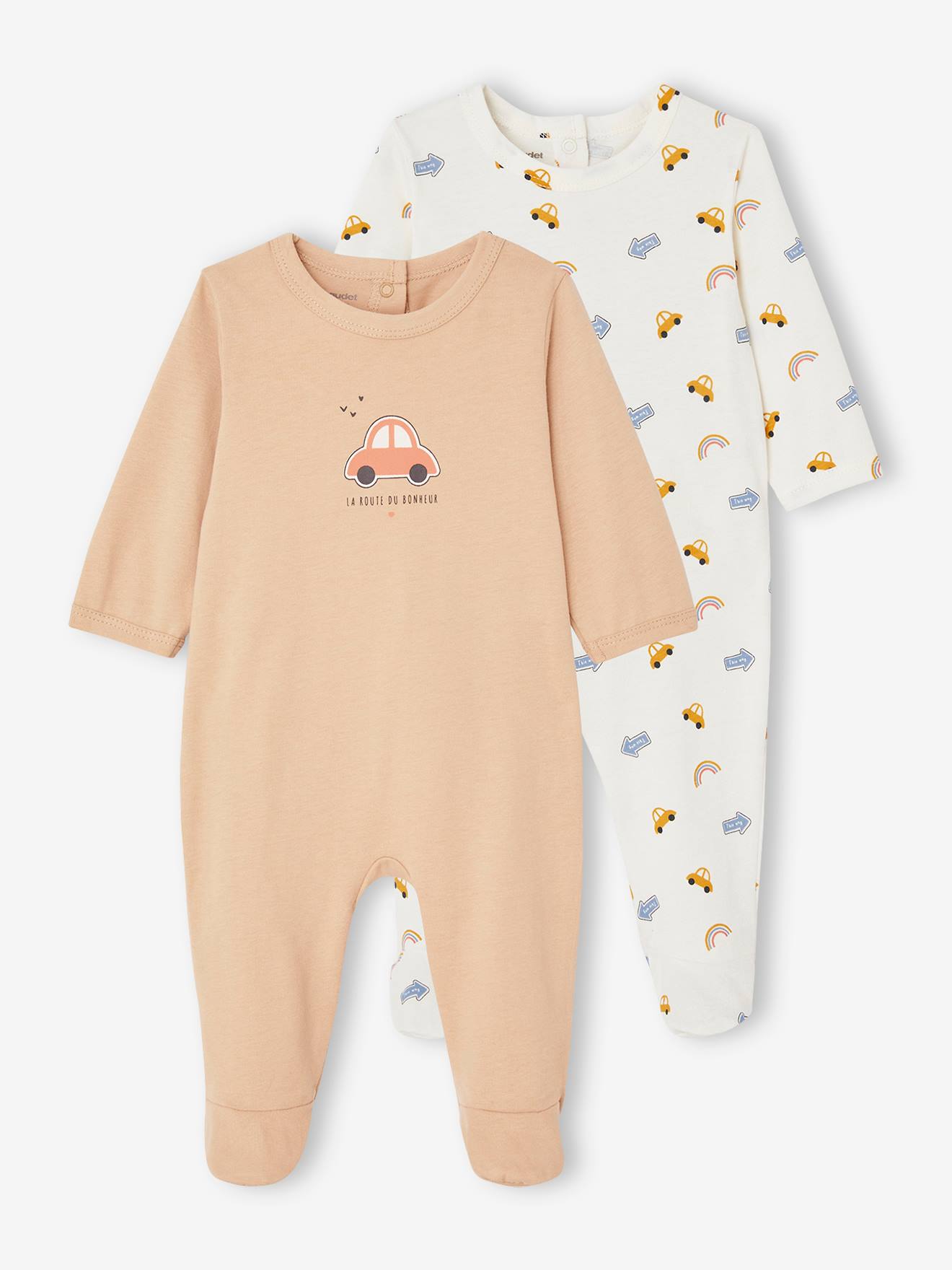 Vertbaudet 2er-Pack Baby Strampler aus Jersey Oeko-Tex - pfirsich