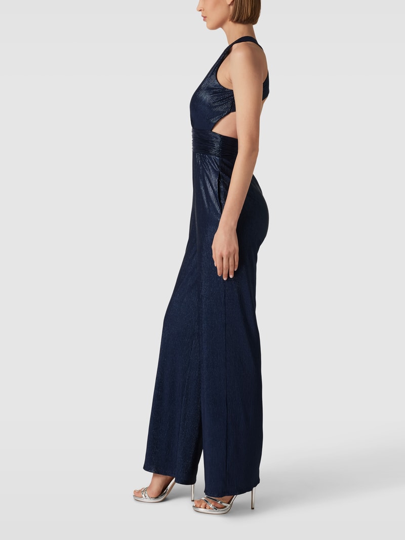 Jumpsuit mit Effektgarn in marineblau