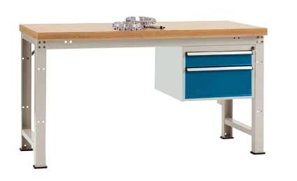 Manuflex Werkbank Complete Standard Profi Kunststoff, Stahl Lichtgrau, Brillantblau 2.000 x 700 x 840 mm