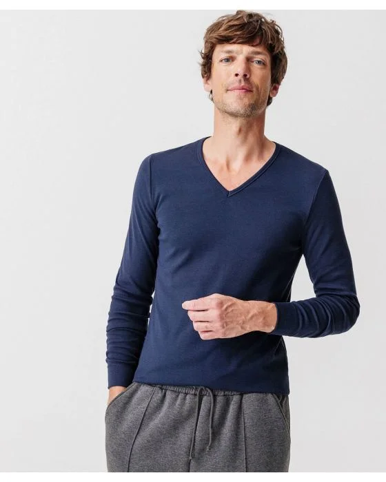 Tee-shirt col V, maille interlock Thermolactyl