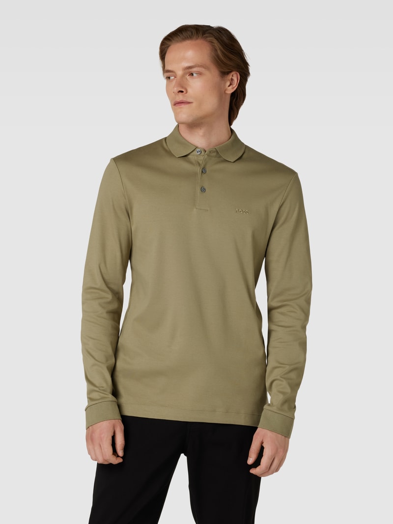 Poloshirt mit Label-Detail Modell 'PADO' in schilf