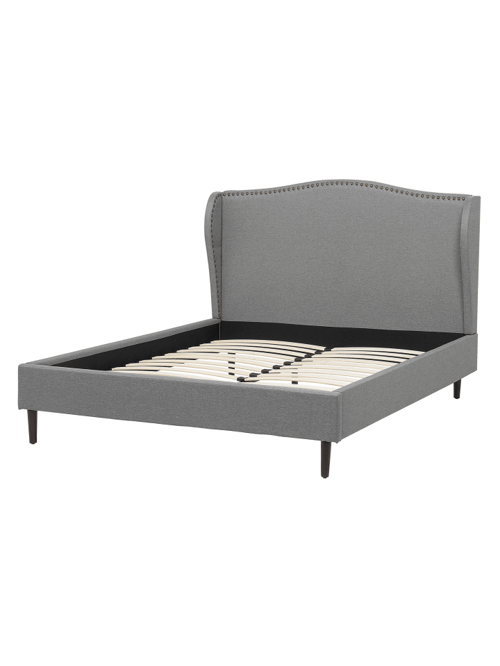 Beliani Doppelbett COLMAR in Grau/Dunkler Holzfarbton - (W) 150 x (H) 107 x (L) 215 cm günstig kaufen onesize