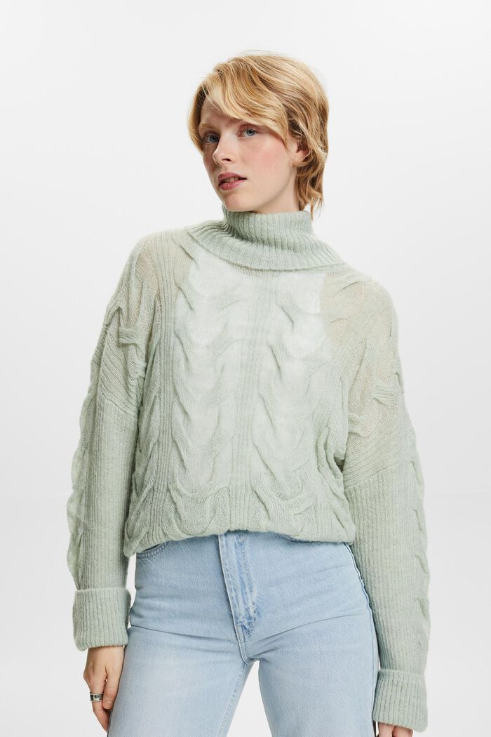 Rollkragenpullover aus Zopfstrick
