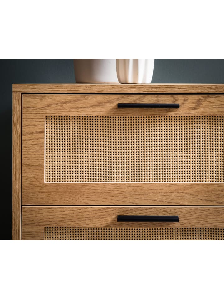 KADIMA DESIGN Kommode 80x82x36 cm Flurkommode Eiche-Dekor & Rattan, Sideboard mit günstig kaufen onesize