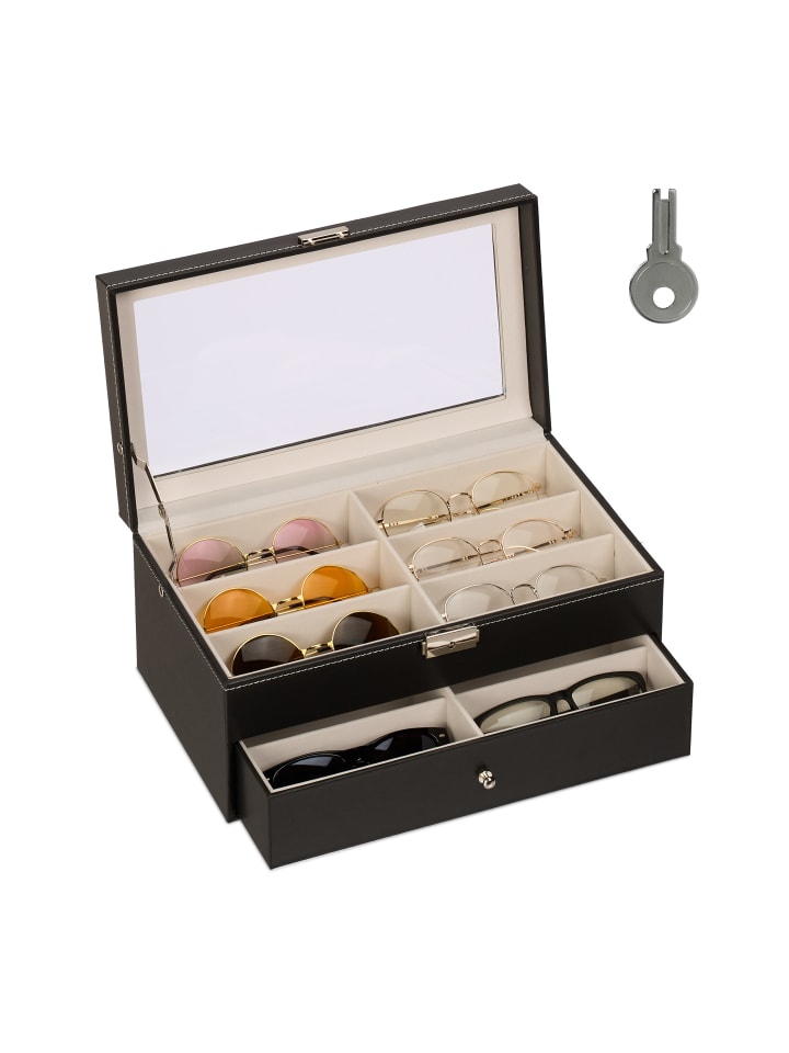 relaxdays Brillenbox in Schwarz - (B)33,5 x (H)15,5 x (T)19,5 cm günstig kaufen onesize