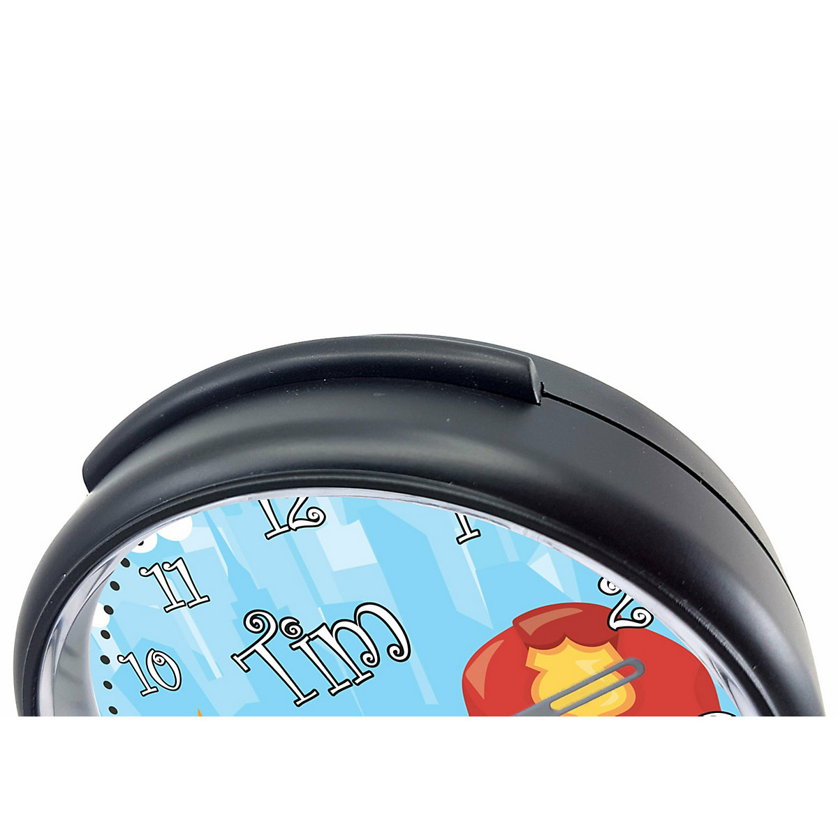Kinder Funkwecker personalisiert mit Namen Feuerwehrmann Atom-/Funkuhr, 12-Stunden-Anzeigeformat, Schlummerfunktion, Nachtlicht, Geräuschlos/Ohne Ticken